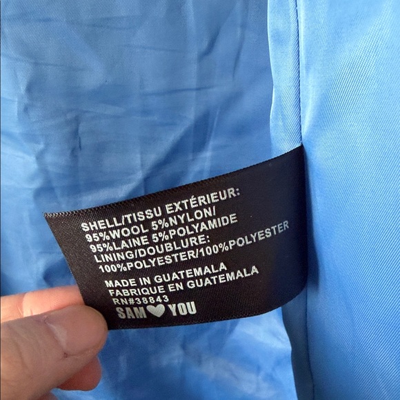 Sam Edelman Sky Blue Womens 10 Wool Blend Pea Coat Winter - Picture 8 of 10